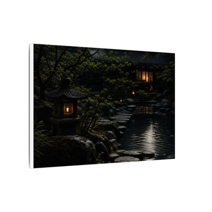 Moonlit Garden Shadow Zen Canvas Art | Sophisticated Dark Japandi Art