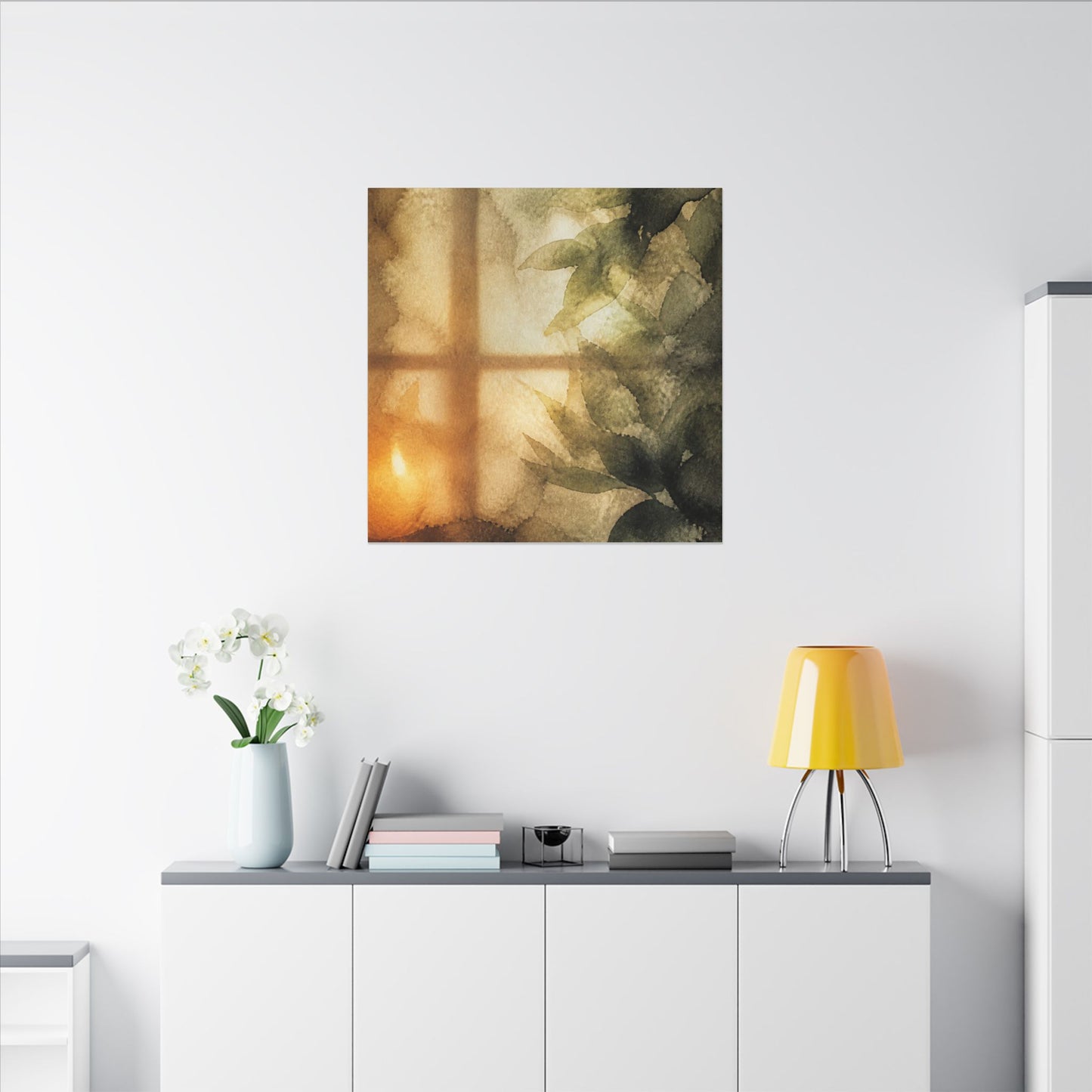 Cozy Shoji Screen Canvas Art - Watercolor Japandi