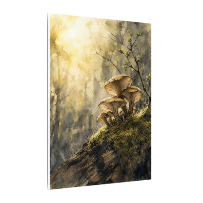 Wild Mushrooms Canvas Art | Spring Japandi Watercolor Art