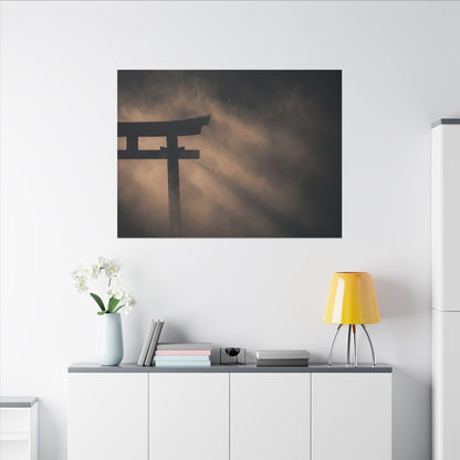 Torii Gate Shadow Zen Canvas Art | Bold Dark Japandi Art