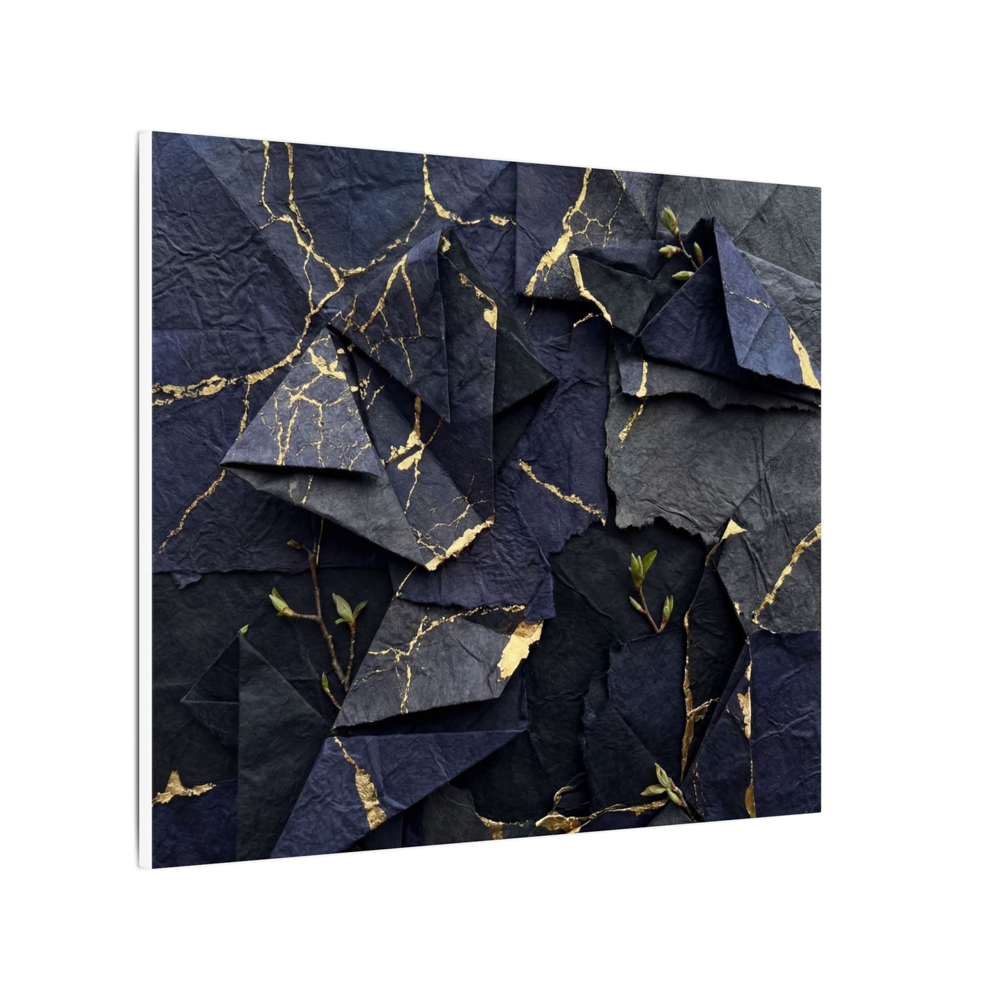 Beautiful Paper Fold Canvas Art - Crackle Gold Kintsugi