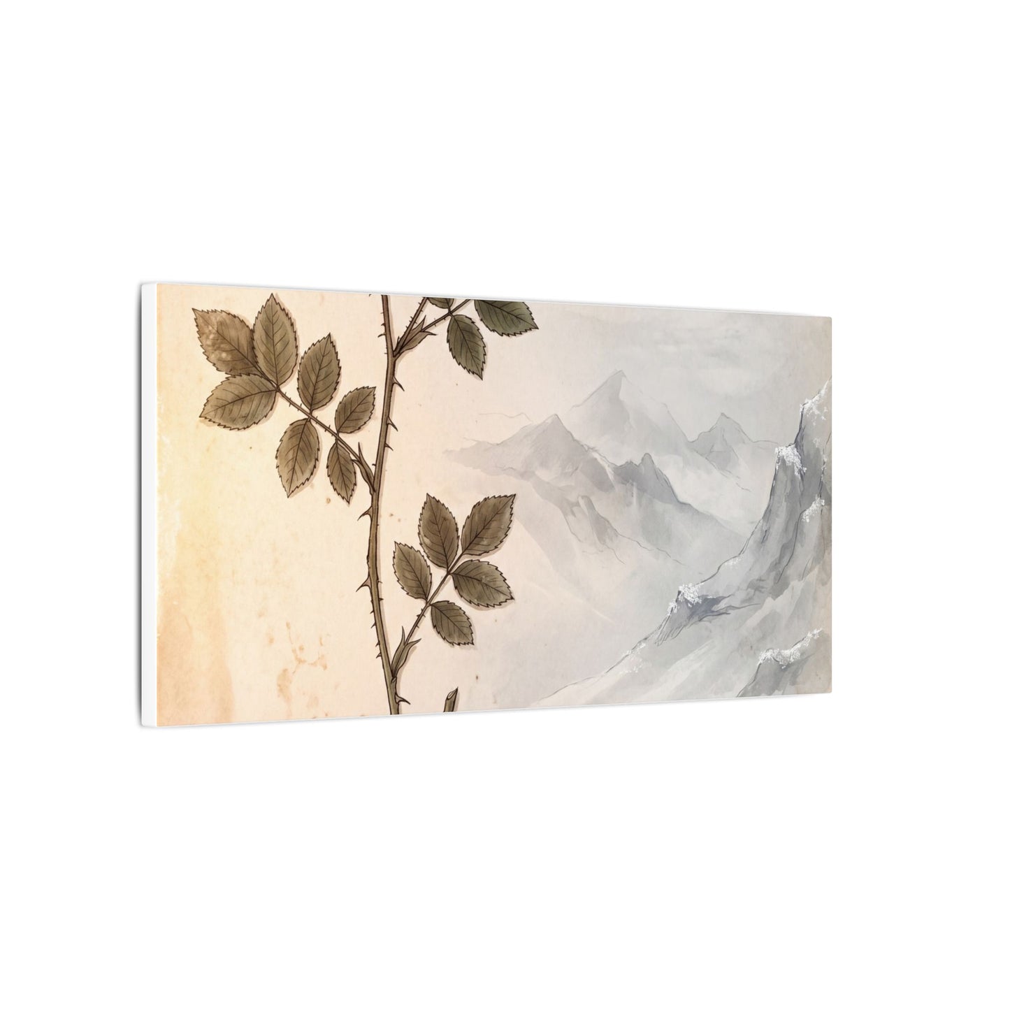 Winter Mountain Mist Herbarium Canvas Art | Earthy Decor