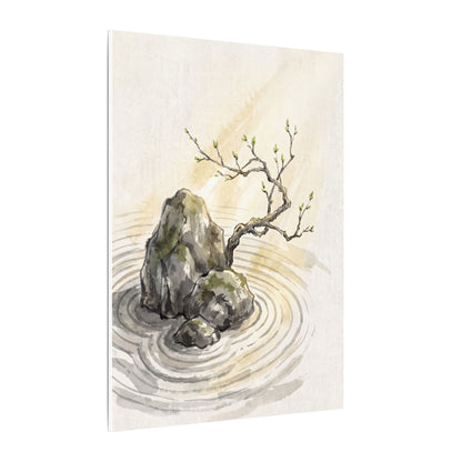 Serene Rock Garden Canvas Art - Sumi E Zen