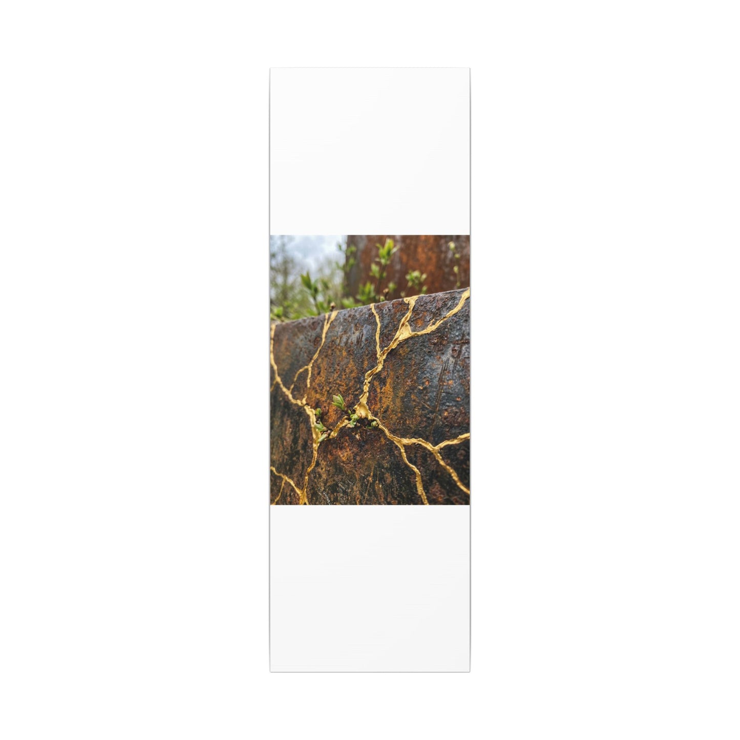 Mono No Aware Rust Patina Canvas Art - Kintsugi Gold Repair