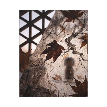 Shoji Screen Autumn Canvas Art | Dark Japandi Atmospheric Design
