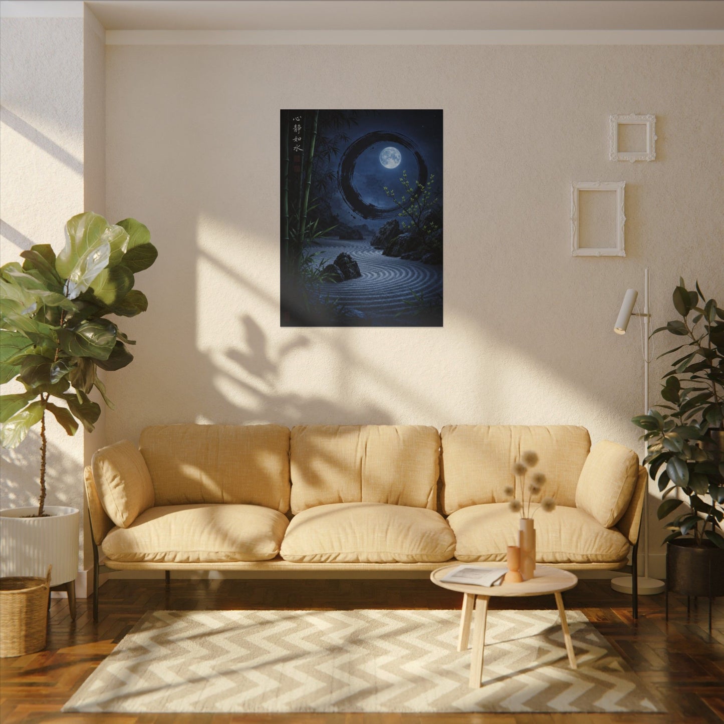 Serene Rock Garden Canvas Art - Enso Zen