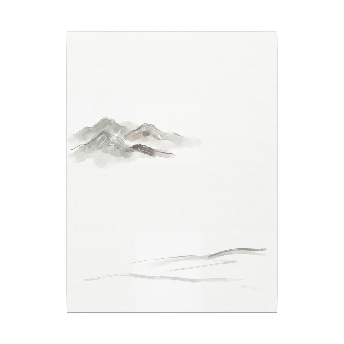 Winter Mountain Mist Minimal Line Canvas Art | Elegant Decor