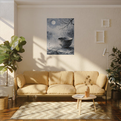 Seijaku Ceramic Bowl Canvas Art - Zen Sumi E