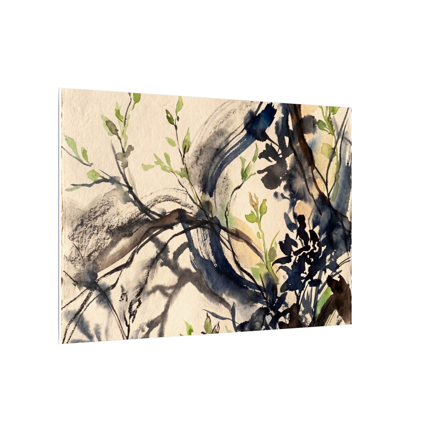Ma Shadow Play Canvas Art - Dark Japandi Charcoal Ink