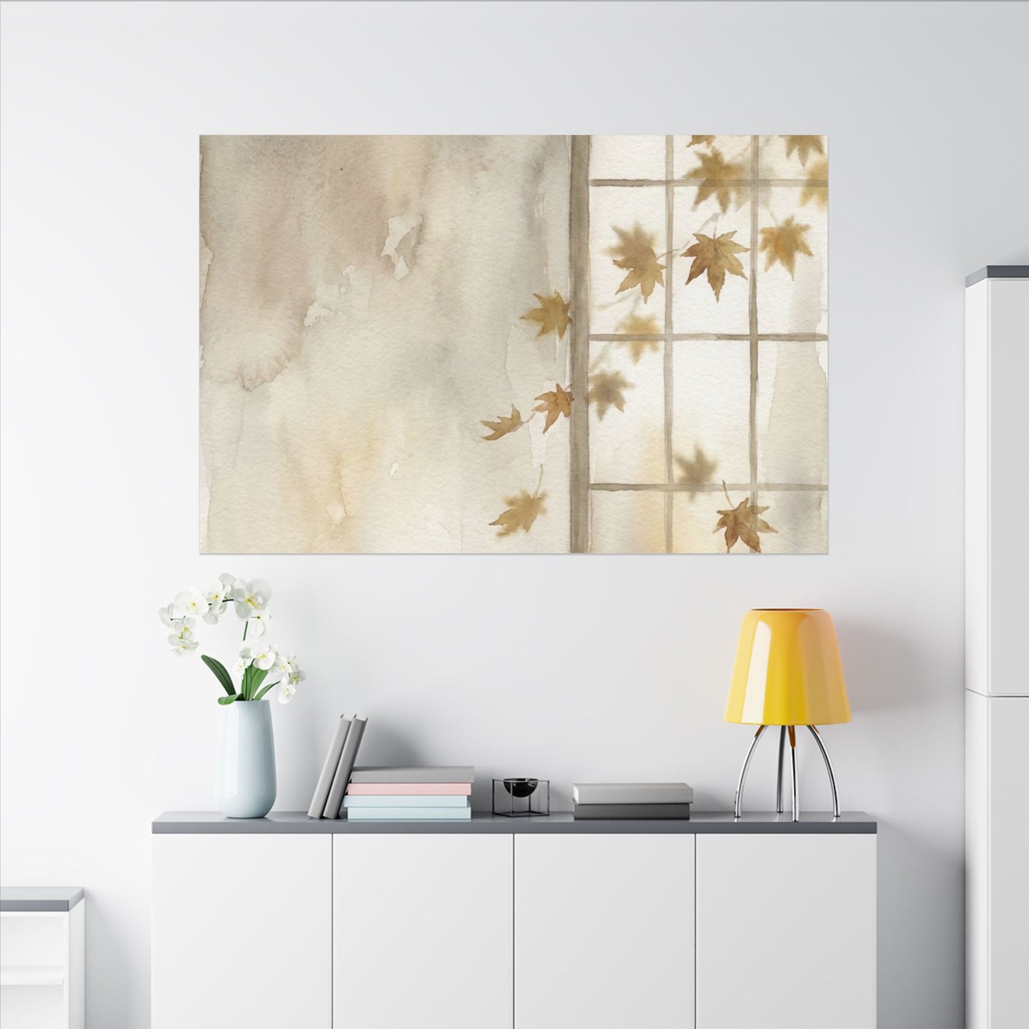 Warm Shoji Screen Canvas Art - Watercolor Japandi