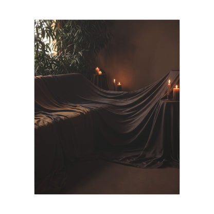 Candlelight Silk Drape Canvas Art - Dark Japandi Ma