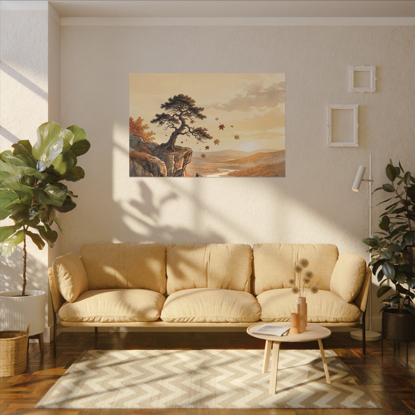 Pine Tree Autumn Canvas Art | Japandi Warm Design