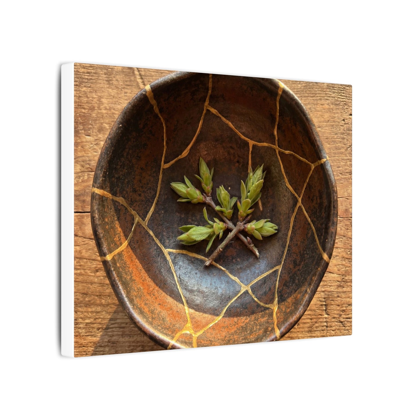 Ceramic Bowl Gold Repair Canvas Art | Resilient Kintsugi Art