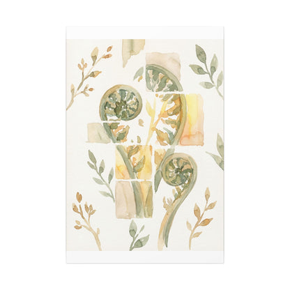 Earthy Fern Unfurling Canvas Art - Watercolor Japandi