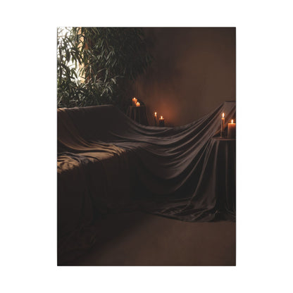Candlelight Silk Drape Canvas Art - Dark Japandi Ma