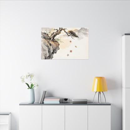 Peaceful Pine Tree Canvas Art - Sumi E Zen