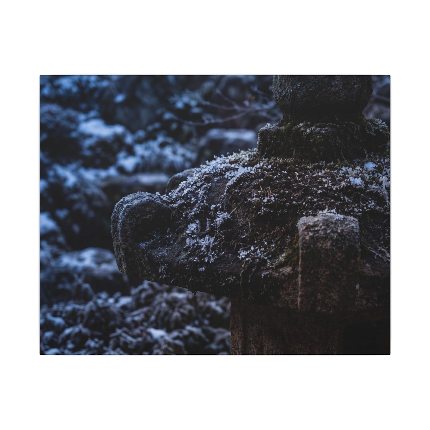 Moody Stone Lantern Canvas Art - Shadow Zen Dark Japandi Art Print