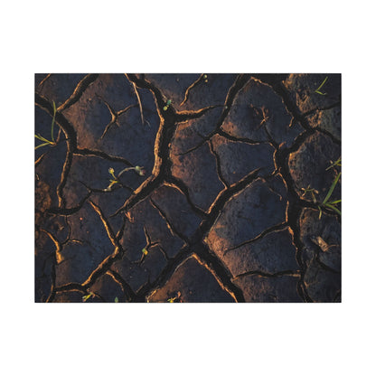 Cracked Earth Moody Minimal Canvas Art | Luxurious Dark Japandi Art Art Print