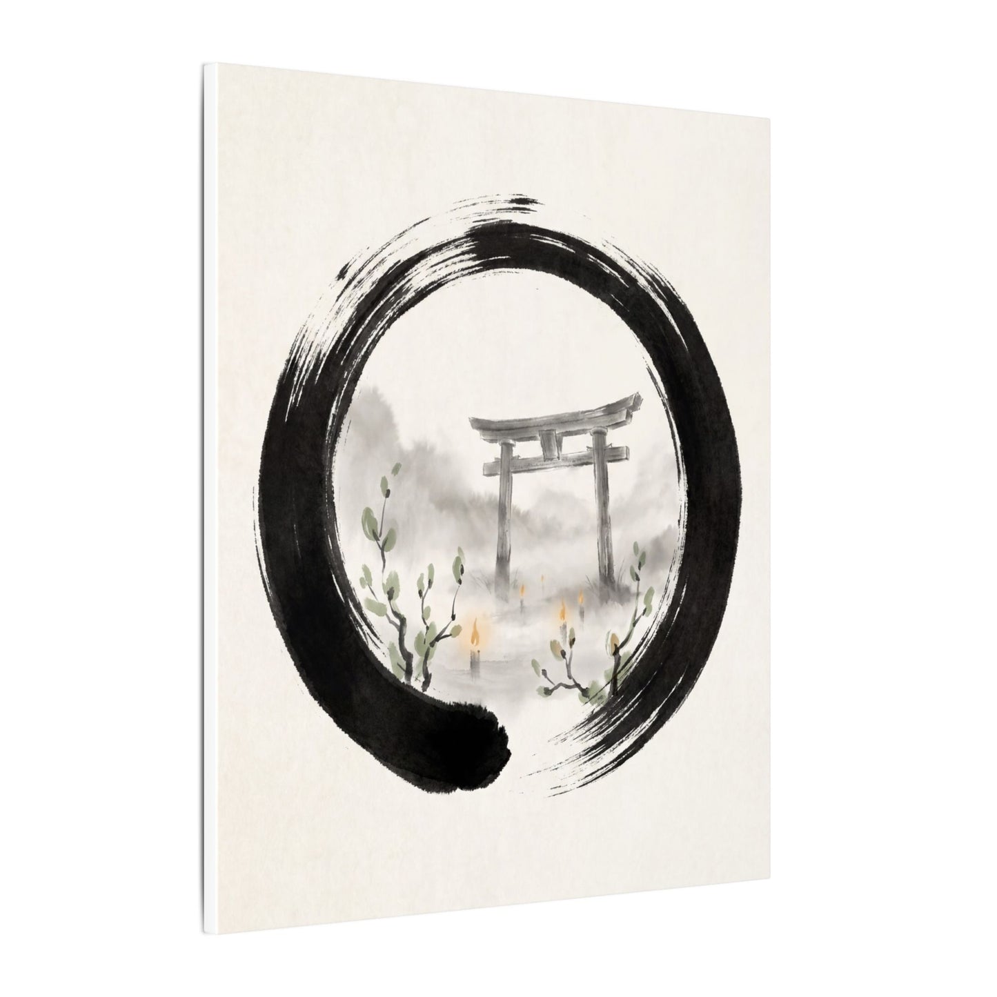 Spring Torii Gate Enso Canvas Art | Tranquil Decor