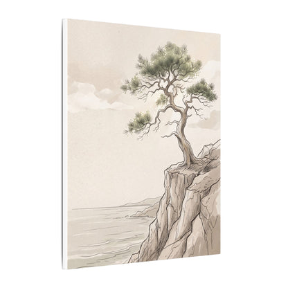 Japandi Pine Tree in Dappled | Minimal Line Canvas Art