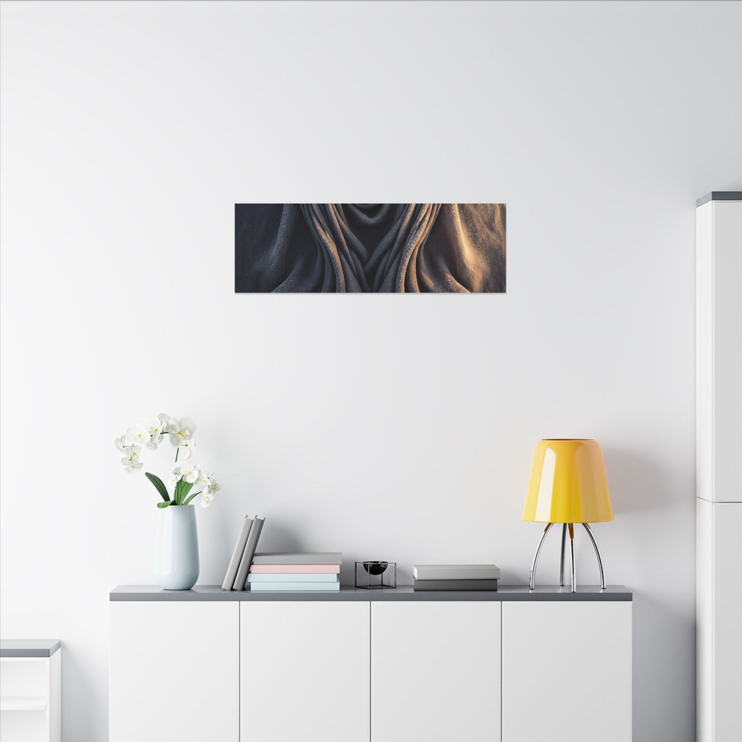 Moody Silk Drape Canvas Art - Shadow Zen Dark Japandi