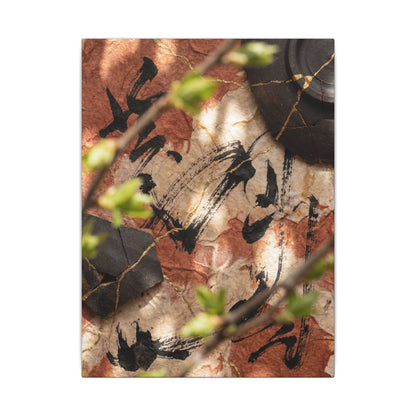 Datsuzoku Ink Brushstroke Canvas Art - Kintsugi Gold Repair