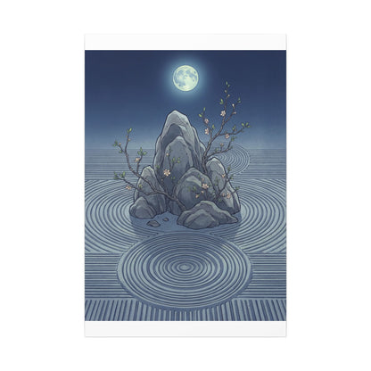 Spring Rock Garden Ukiyo E Inspired Canvas Art | Tranquil Decor