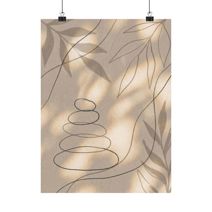 Kanso River Stones Wall Art Print - Japandi Minimal Line Art Print