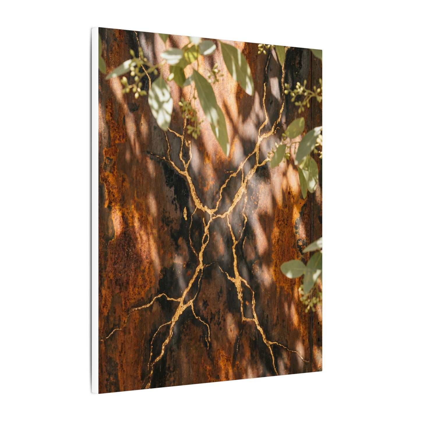 Kanso Rust Patina Canvas Art - Kintsugi Gold Vein