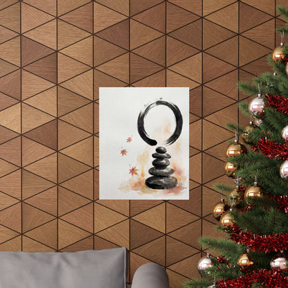 Tranquil River Stones Wall Art Print - Enso Zen
