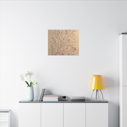 Dried Flowers Canvas Art | Spring Japandi Minimal Line Art