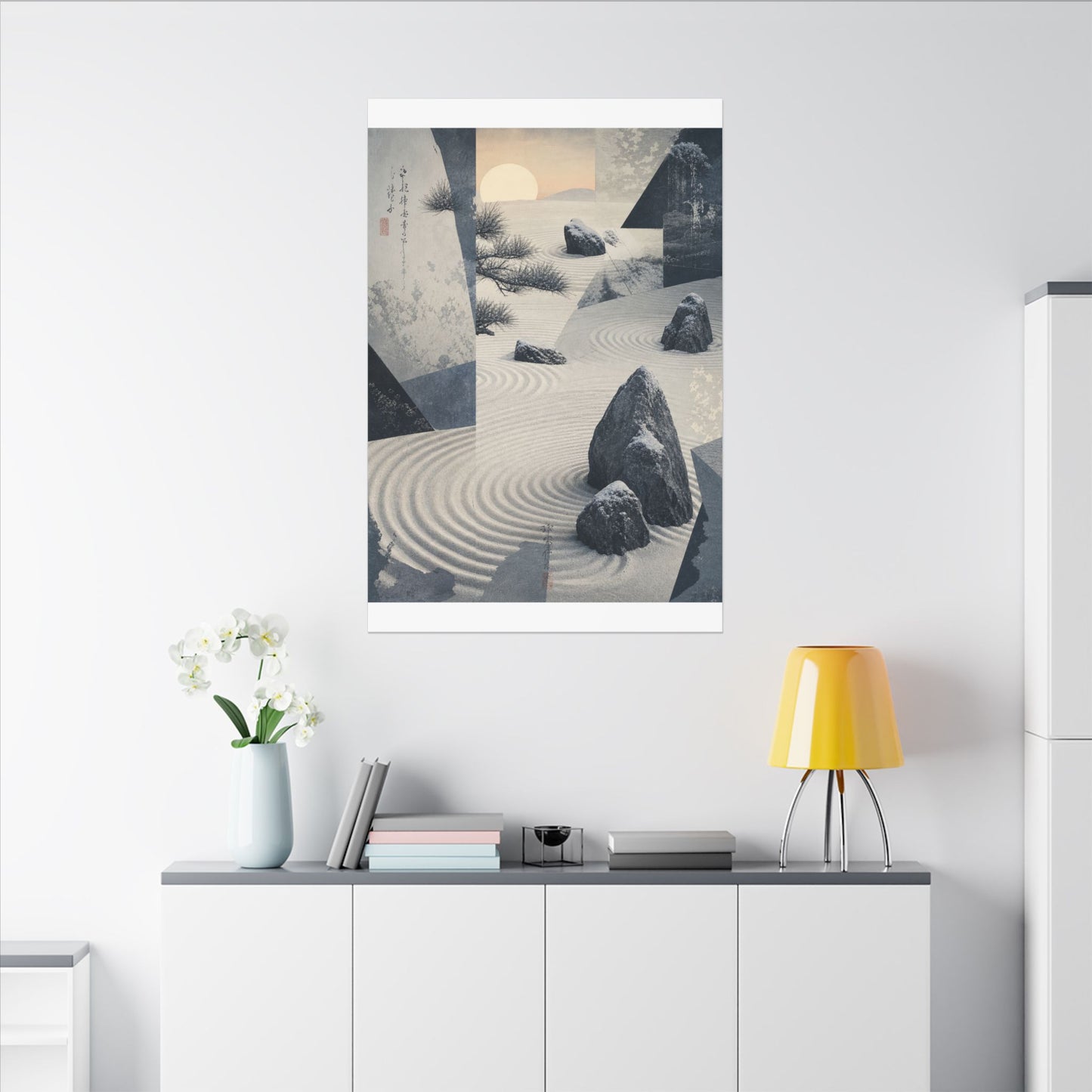 Seijaku Rock Garden Canvas Art - Zen Ukiyo E Inspired