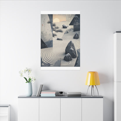 Seijaku Rock Garden Canvas Art - Zen Ukiyo E Inspired