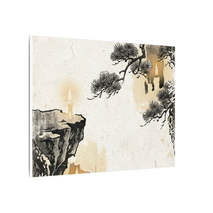 Japandi Pine Tree in Candlelight | Japanese Pattern Canvas Art
