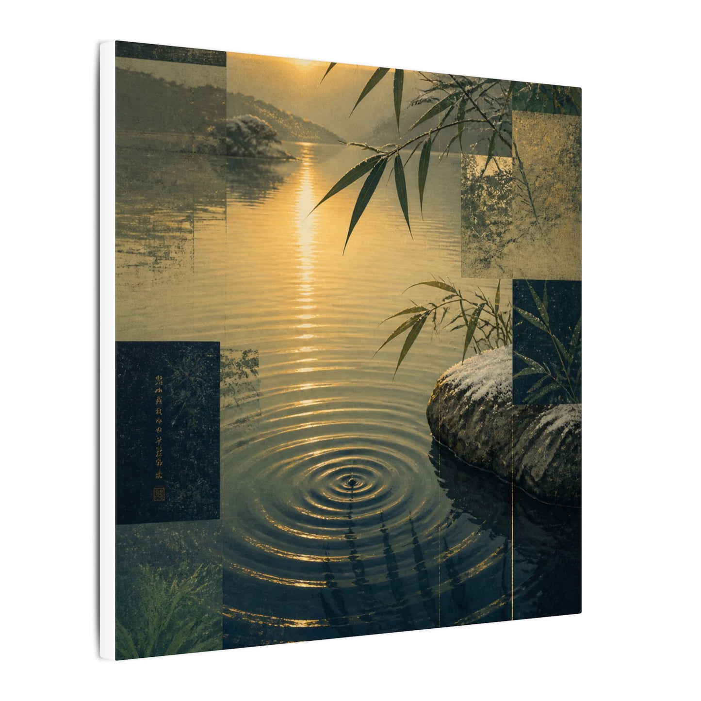 Zen Water Ripple in Golden Hour | Ukiyo E Inspired Canvas Art