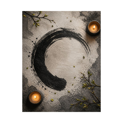 Peaceful Ink Brushstroke Wall Art Print - Enso Zen