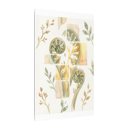 Earthy Fern Unfurling Canvas Art - Watercolor Japandi