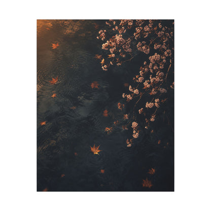 Golden Hour Cherry Blossom Canvas Art - Dark Japandi Kanso