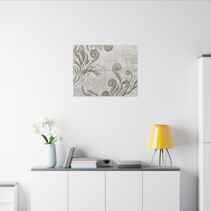 Japandi Fern Unfurling in Overcast | Japanese Pattern Canvas Art
