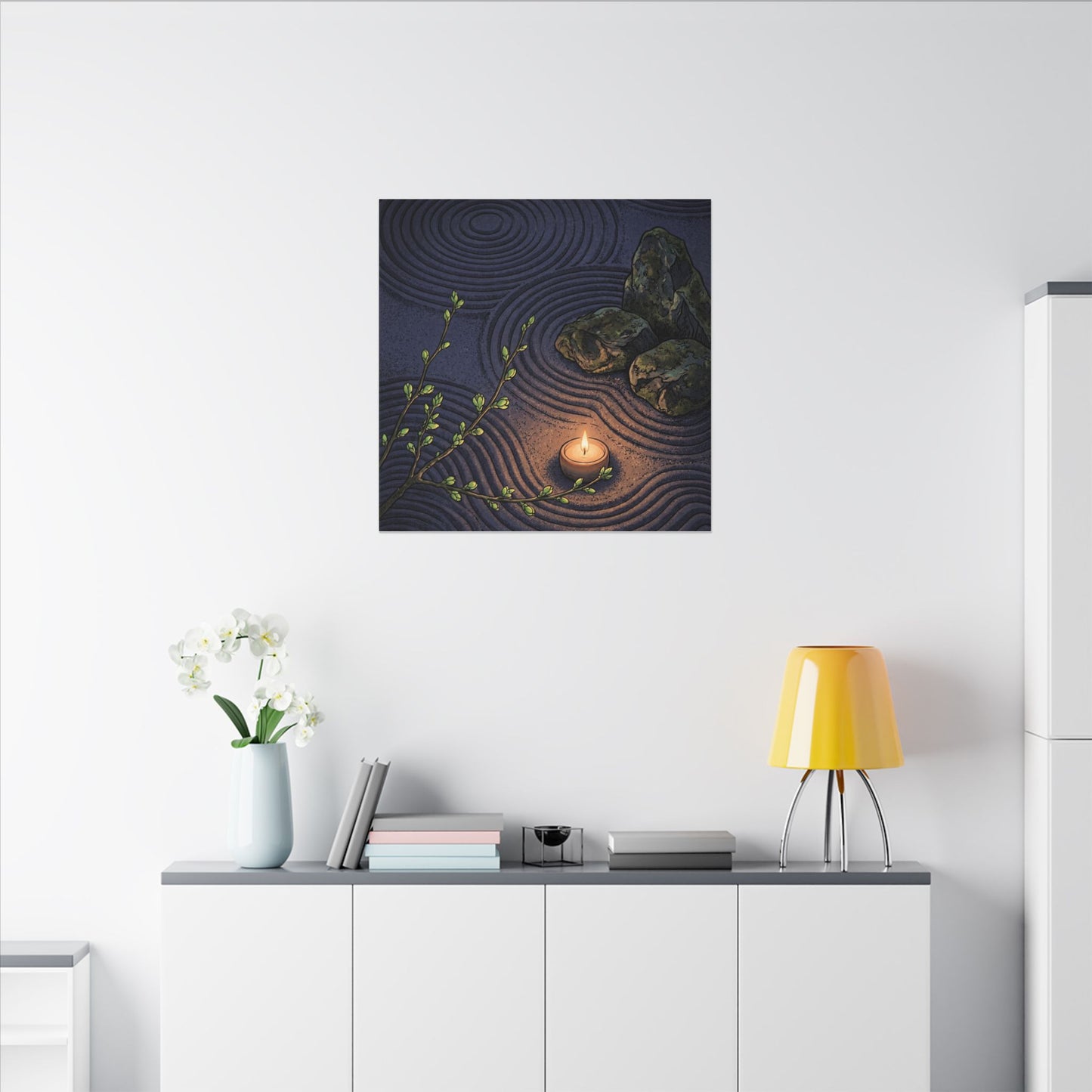 Mono No Aware Rock Garden Canvas Art - Zen Ukiyo E Inspired