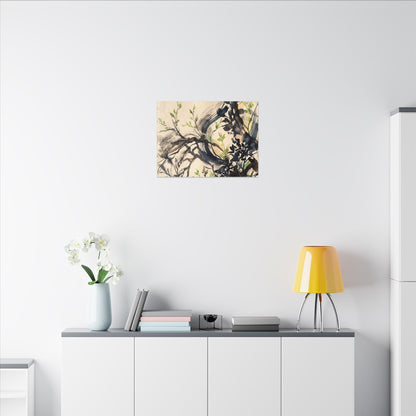 Ma Shadow Play Canvas Art - Dark Japandi Charcoal Ink
