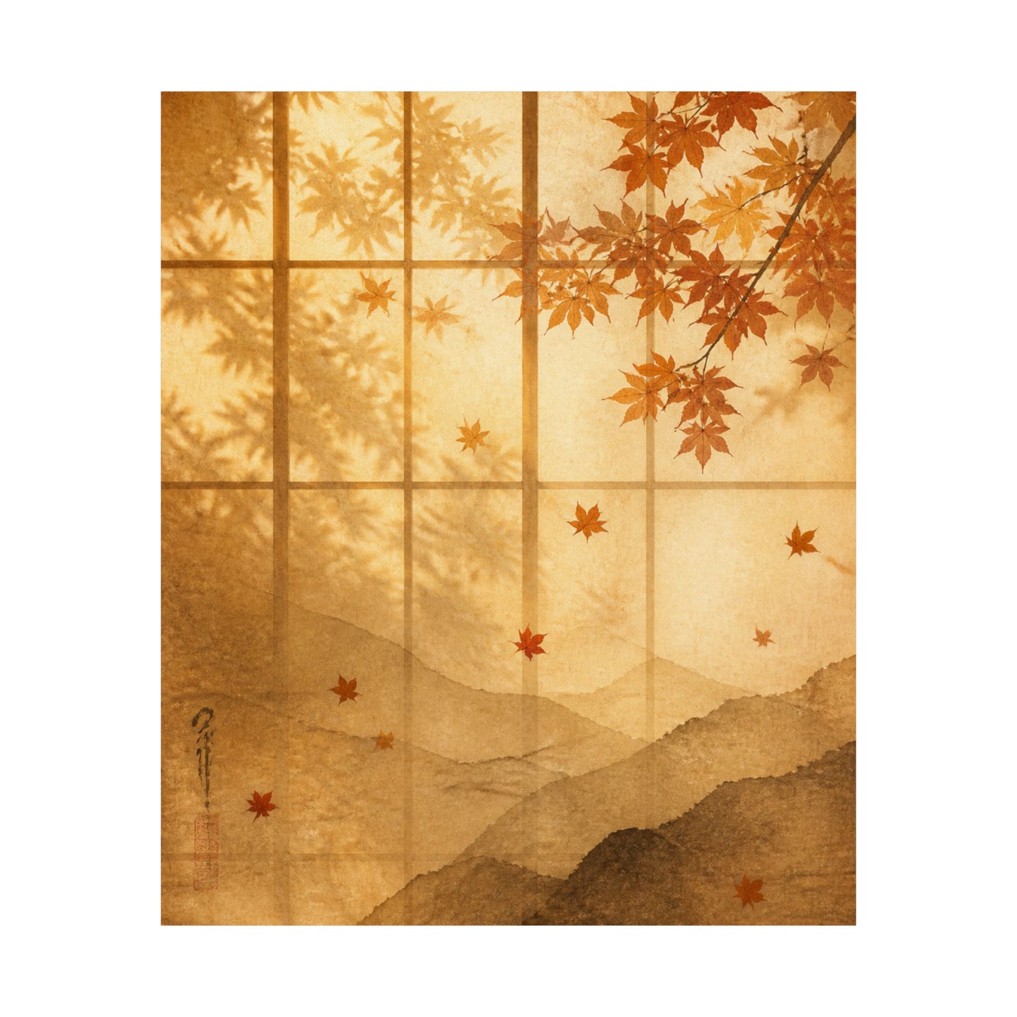 Shoji Screen Wall Art Print | Autumn Japandi Texture Art