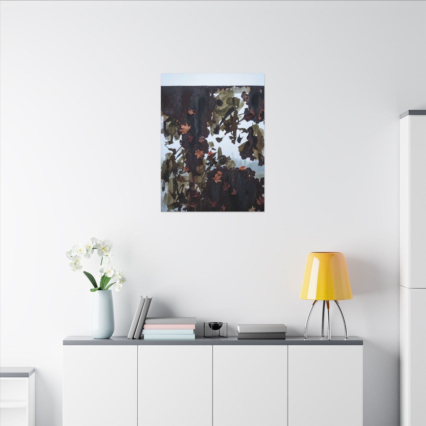 Rust Patina Charcoal Ink Canvas Art | Sophisticated Dark Japandi Art