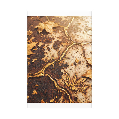 Kintsugi Rust Patina in Golden Hour | Gold Vein Canvas Art