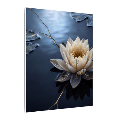 Beautiful Lotus Flower Canvas Art - Gold Vein Kintsugi