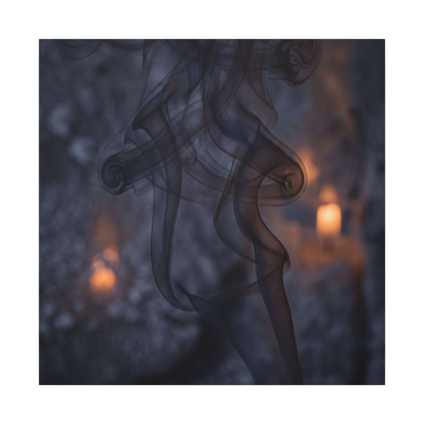 Incense Smoke Winter Canvas Art | Dark Japandi Sophisticated Design