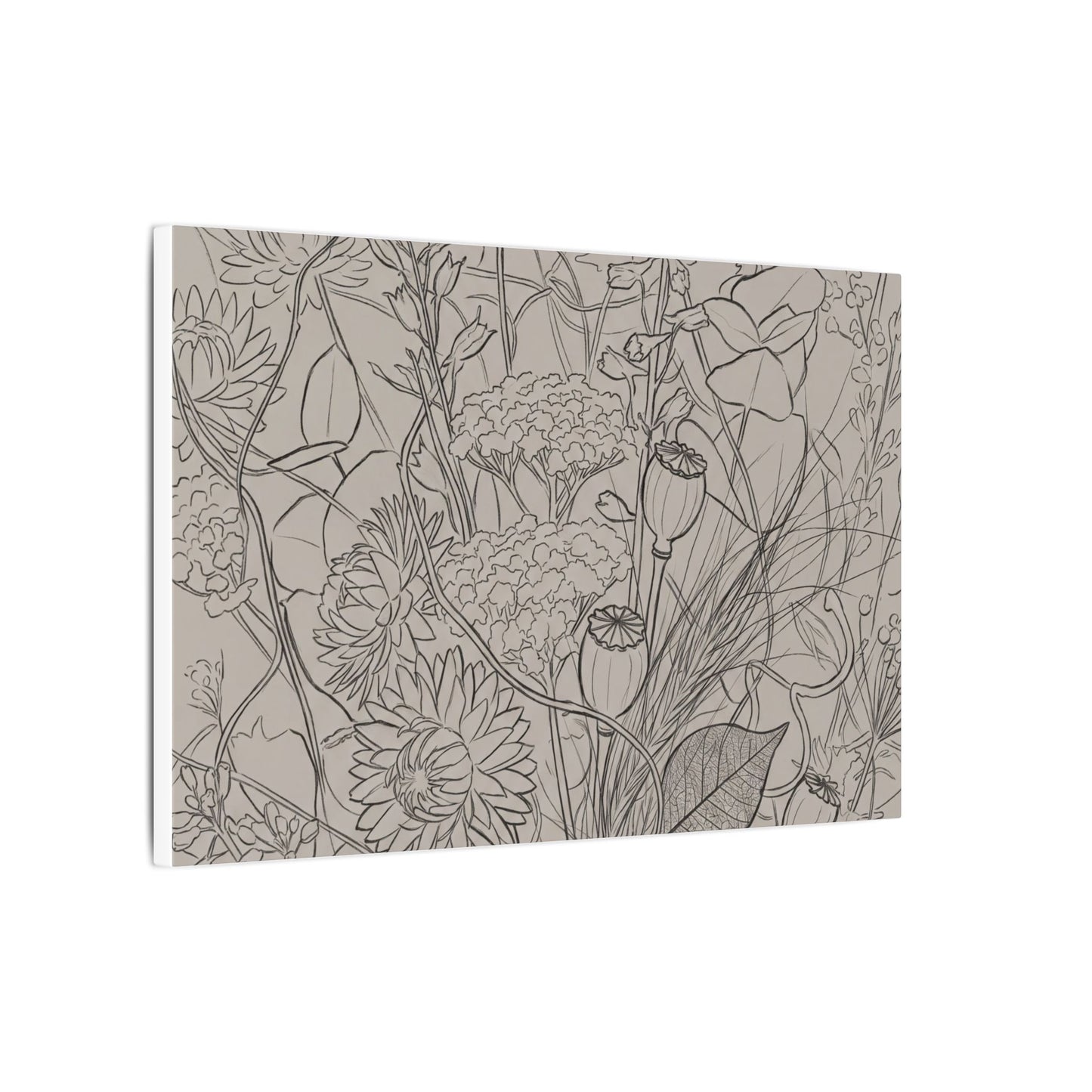 Summer Dried Flowers Minimal Line Canvas Art | Elegant Decor