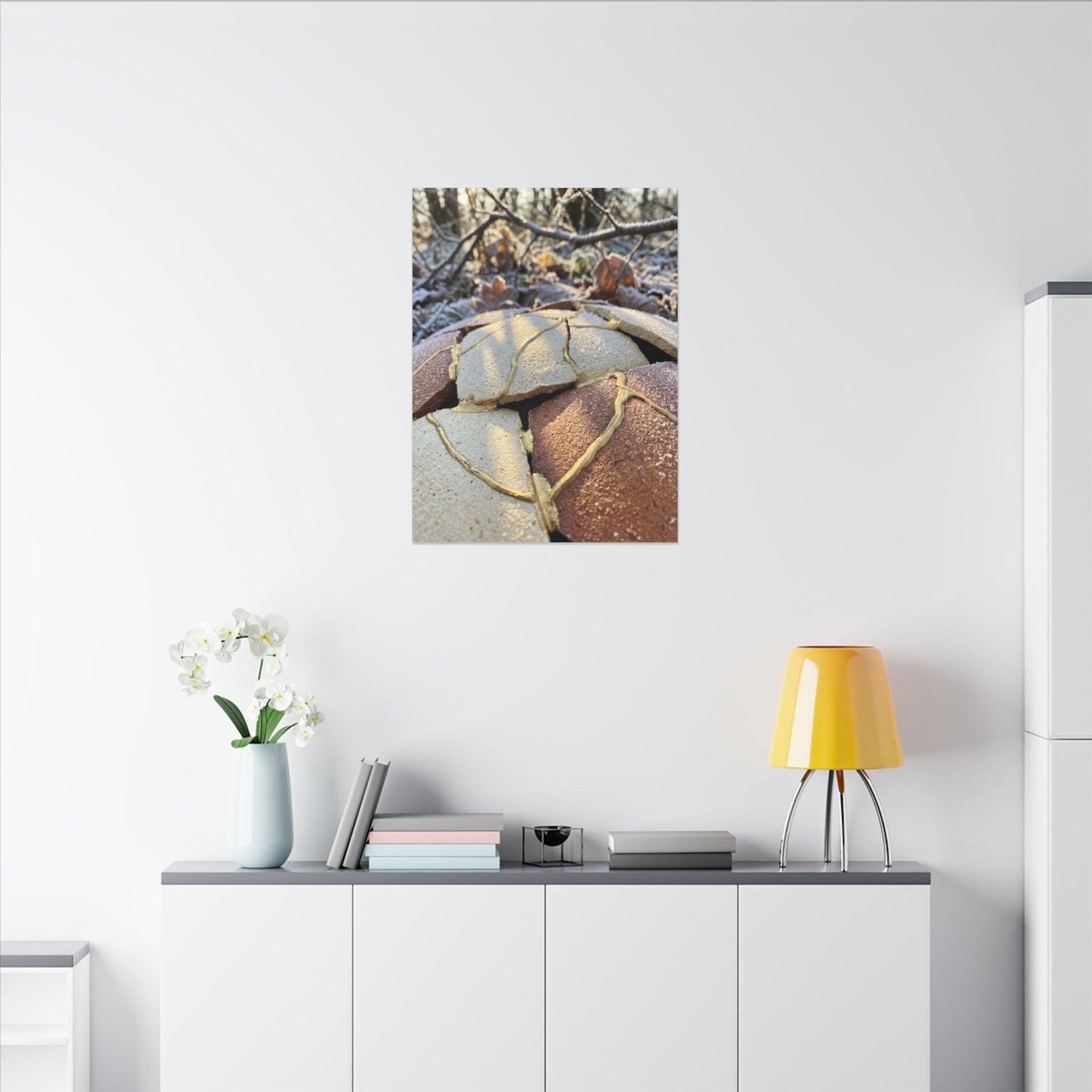 Broken Pottery Crackle Gold Canvas Art | Healing Kintsugi Art