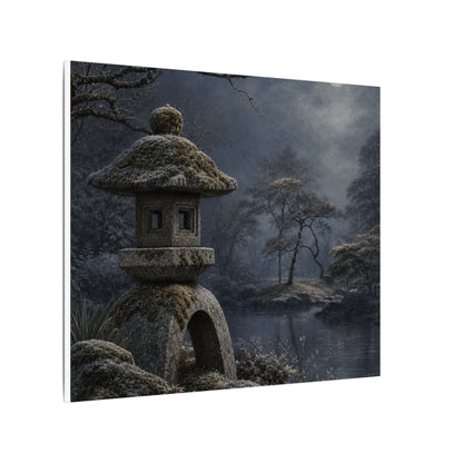Stone Lantern Canvas Art | Winter Japandi Japanese Pattern Art