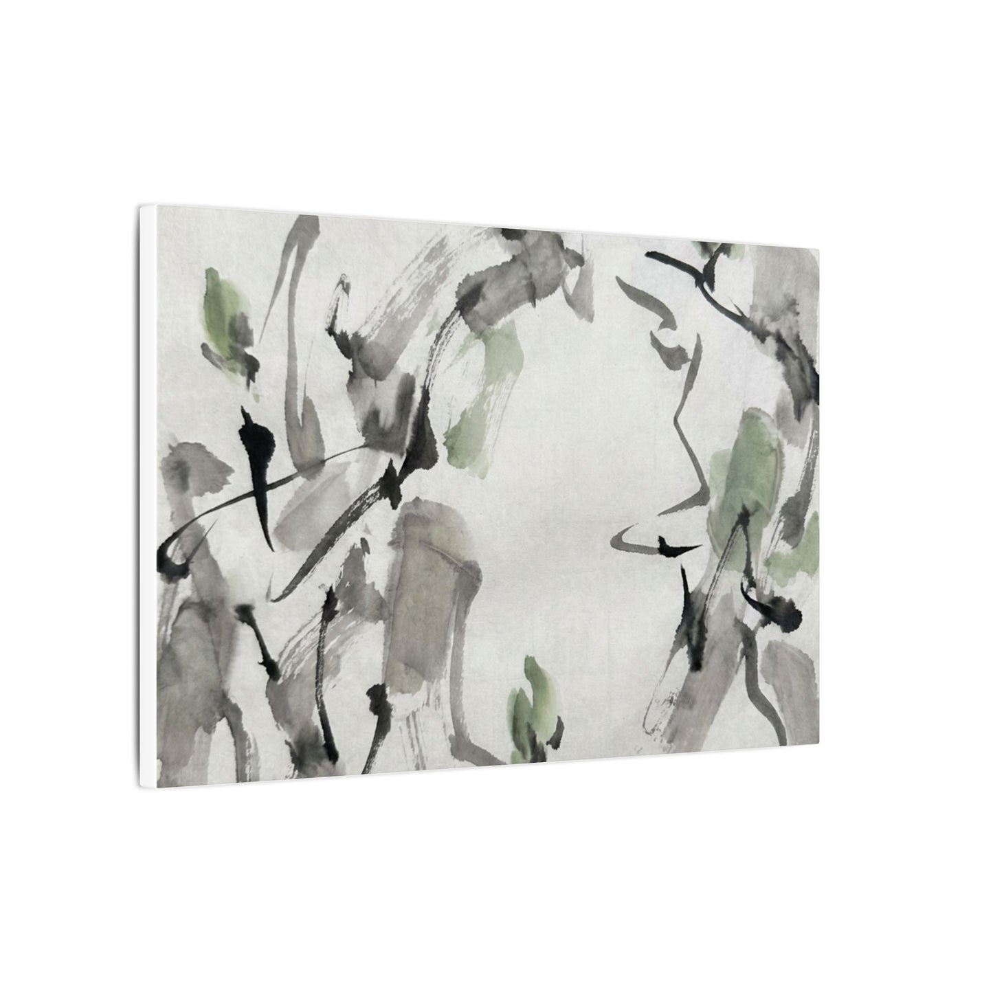 Zen Ink Brushstroke in Overcast | Sumi E Canvas Art